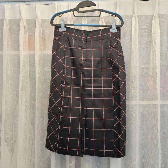 Milly Bias Pencil Skirt Grid Print Black & Pink Size 8 NWT - Picture 4 of 16